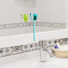 Hooqict fundas adheridas en espejo del baño para almacenamiento ordenado