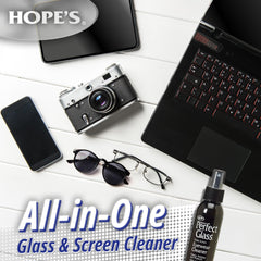 HOPE'S paño de microfibra junto al spray para limpieza sin rayar lentes