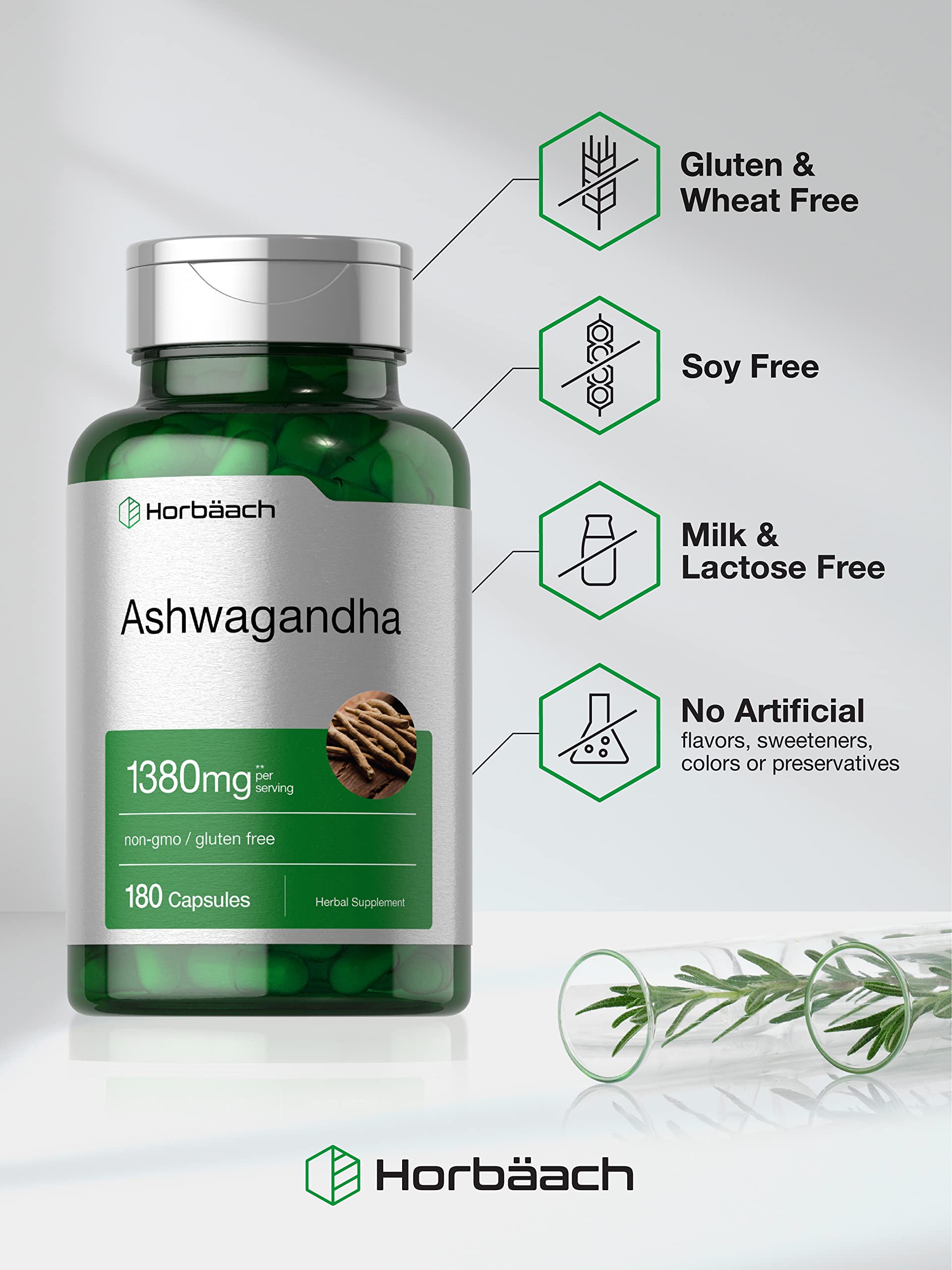Horbäach raíz de Withania somnifera mostrando origen natural del ingrediente