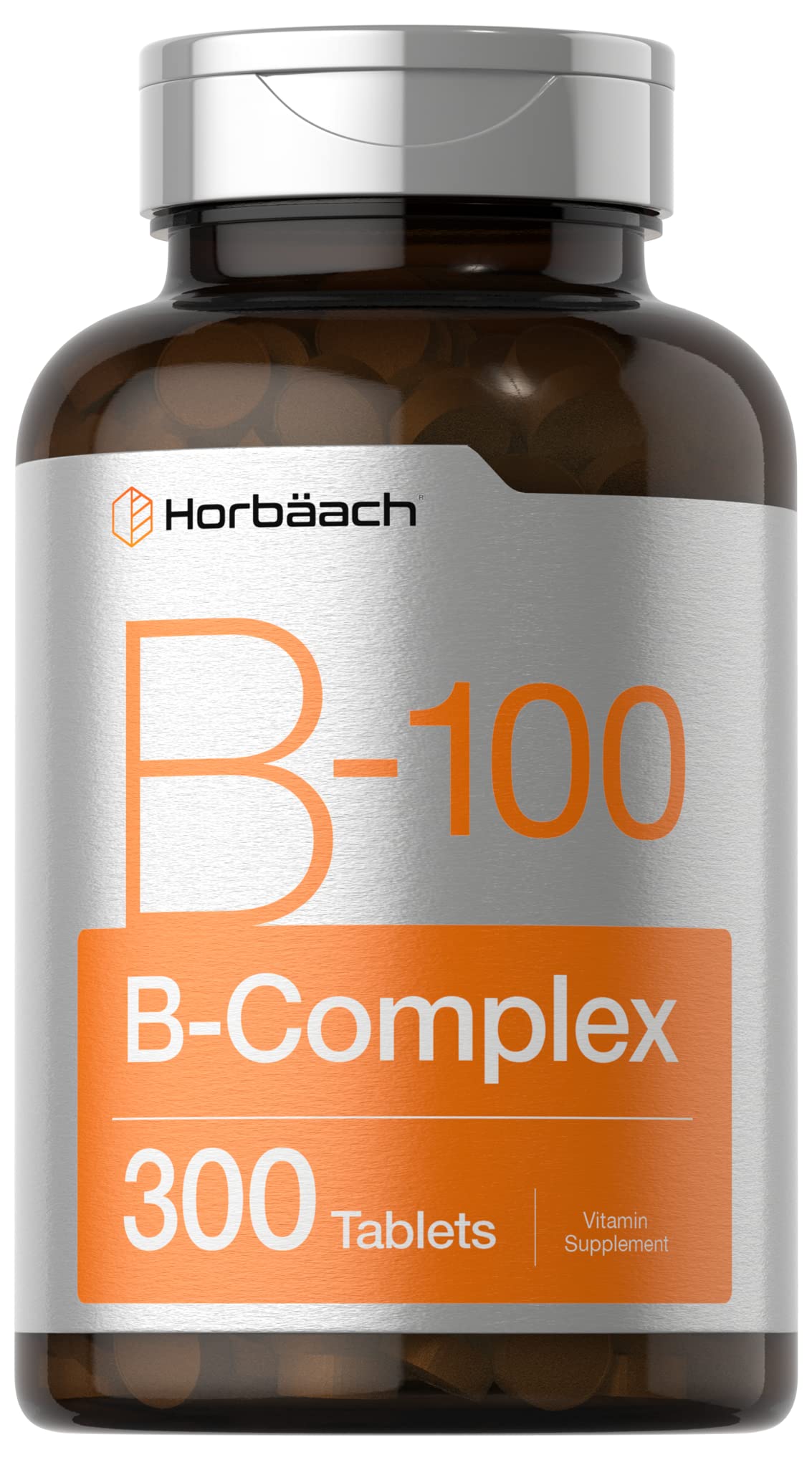 Horbäach frasco B-100 frente mostrando etiqueta y beneficios