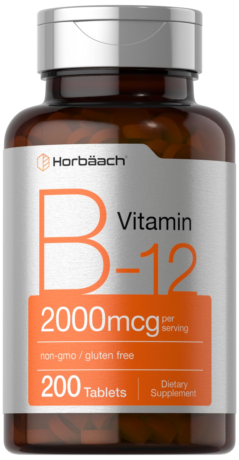 Horbäach botella frontal mostrando 200 tabletas y claridad de dosis