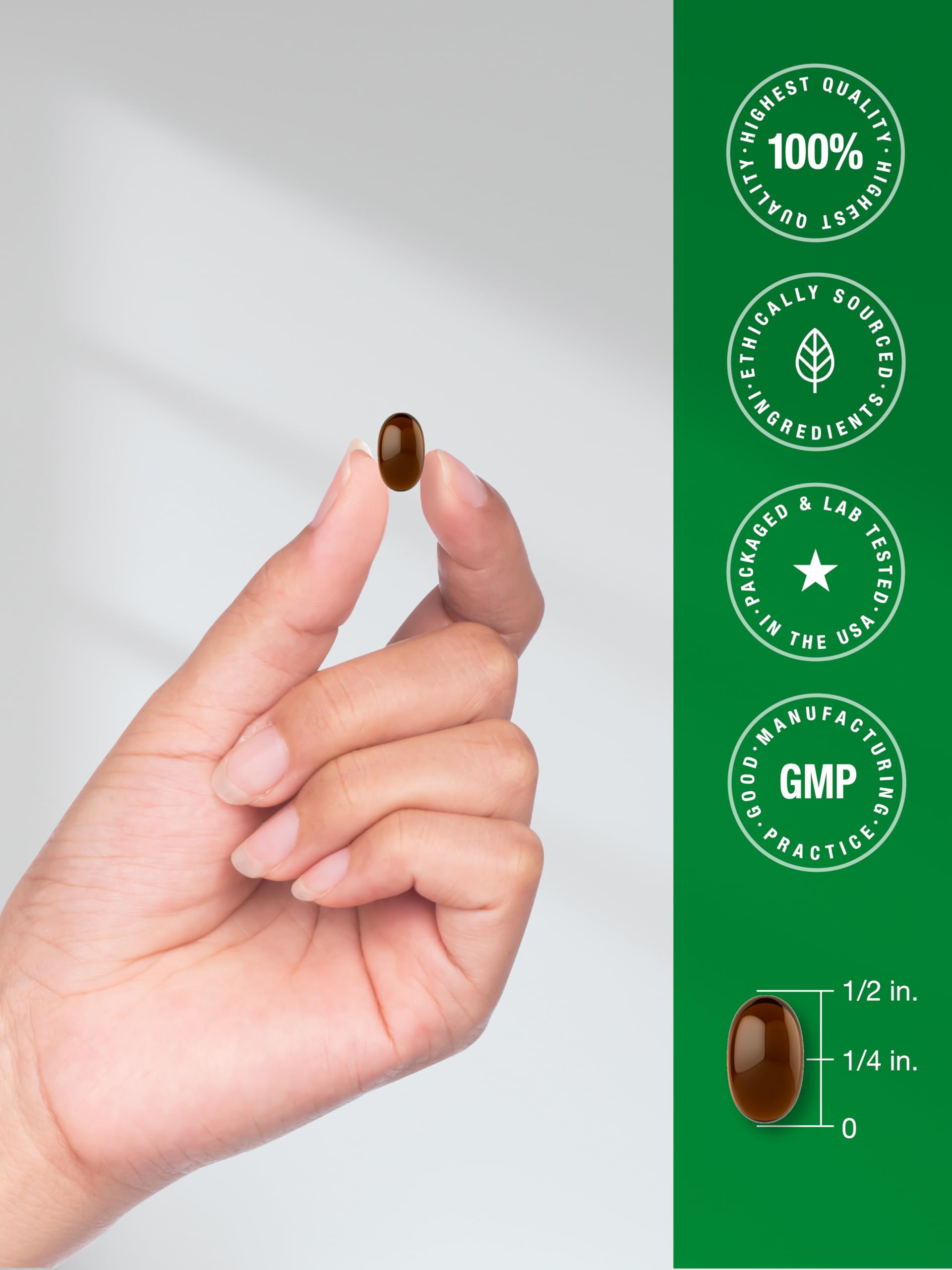 Horbäach cápsula junto a moneda para comparación de tamaño y dosificación