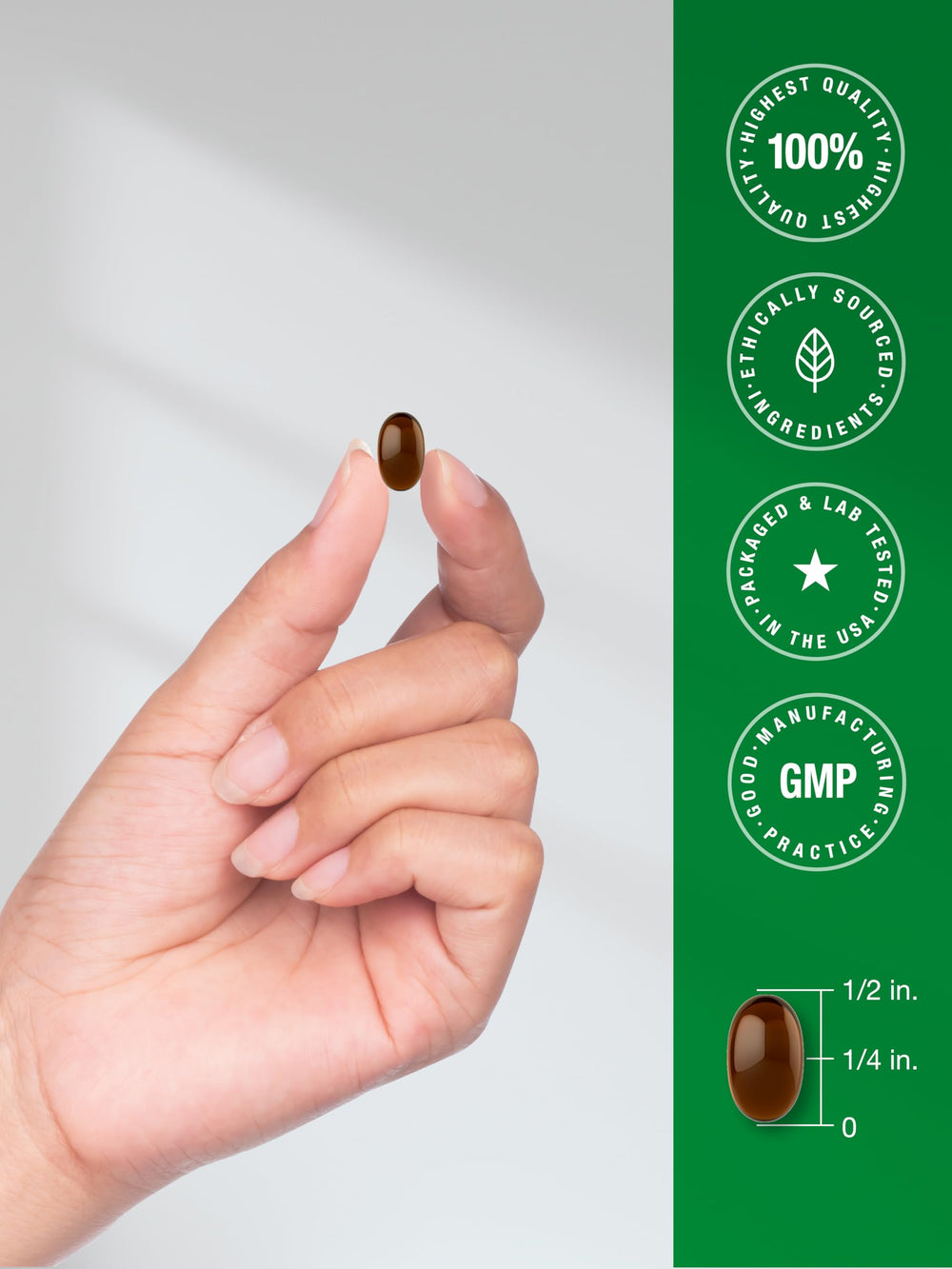Horbäach cápsula junto a moneda para comparación de tamaño y dosificación