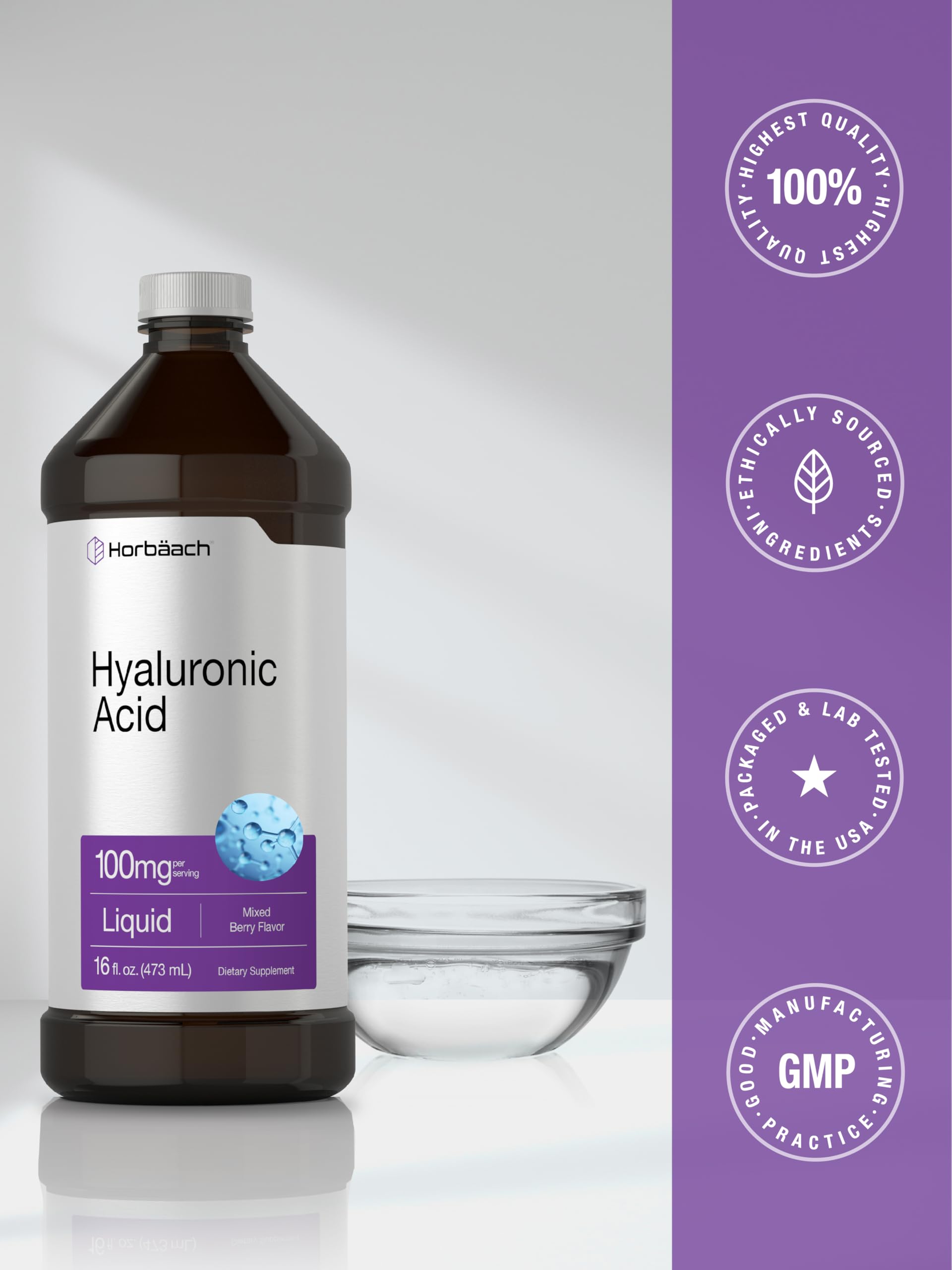 Horbäach comparación de tamaño del frasco para visualizar volumen de 16 oz