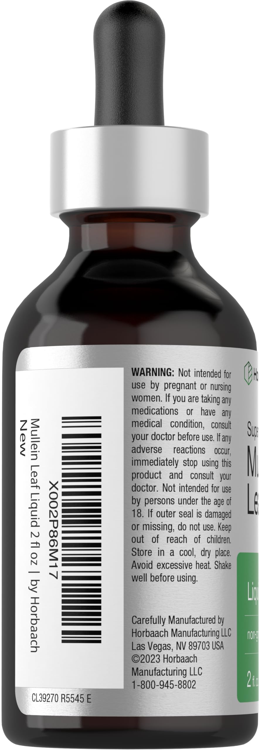 Horbäach detalle de etiqueta con ingredientes y certificaciones, transparencia y pureza