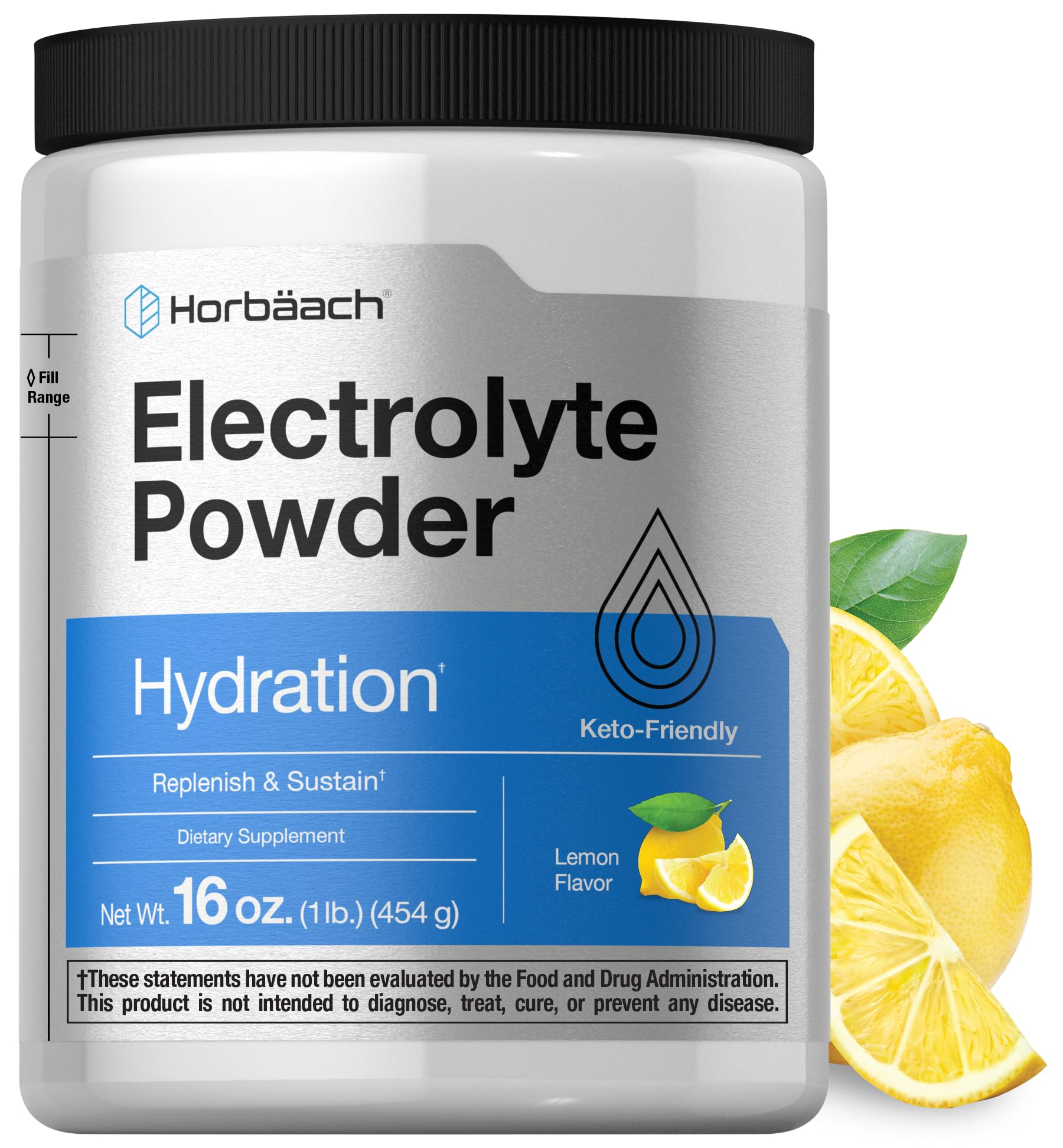 Horbäach envase frontal mostrando 16 oz y 130 porciones, claridad informativa