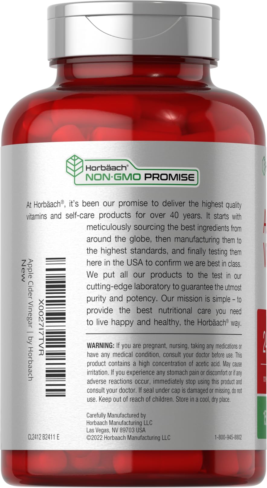 Horbäach etiqueta con información nutricional y confianza de calidad
