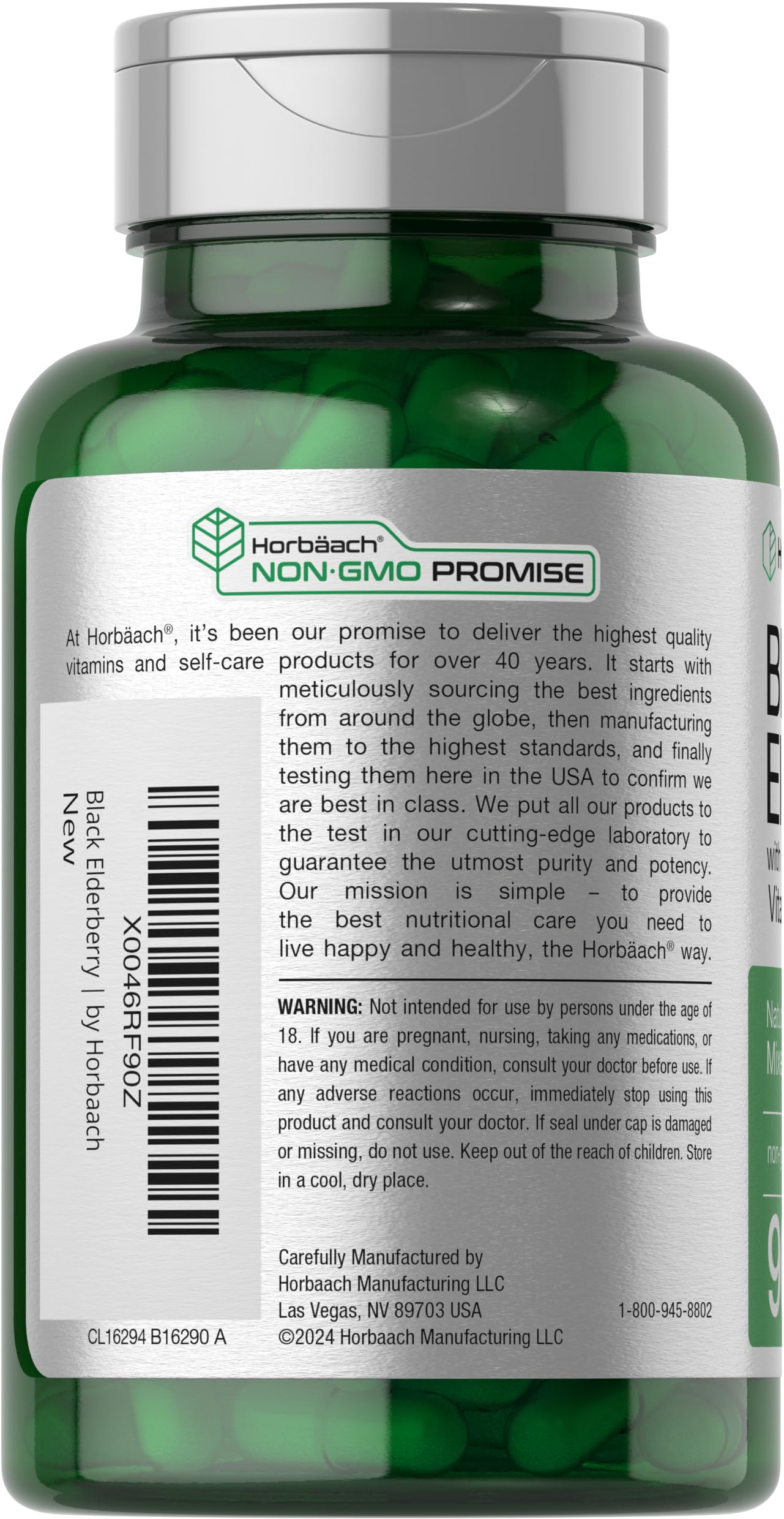 Horbäach etiqueta con lista de ingredientes y datos del fabricante