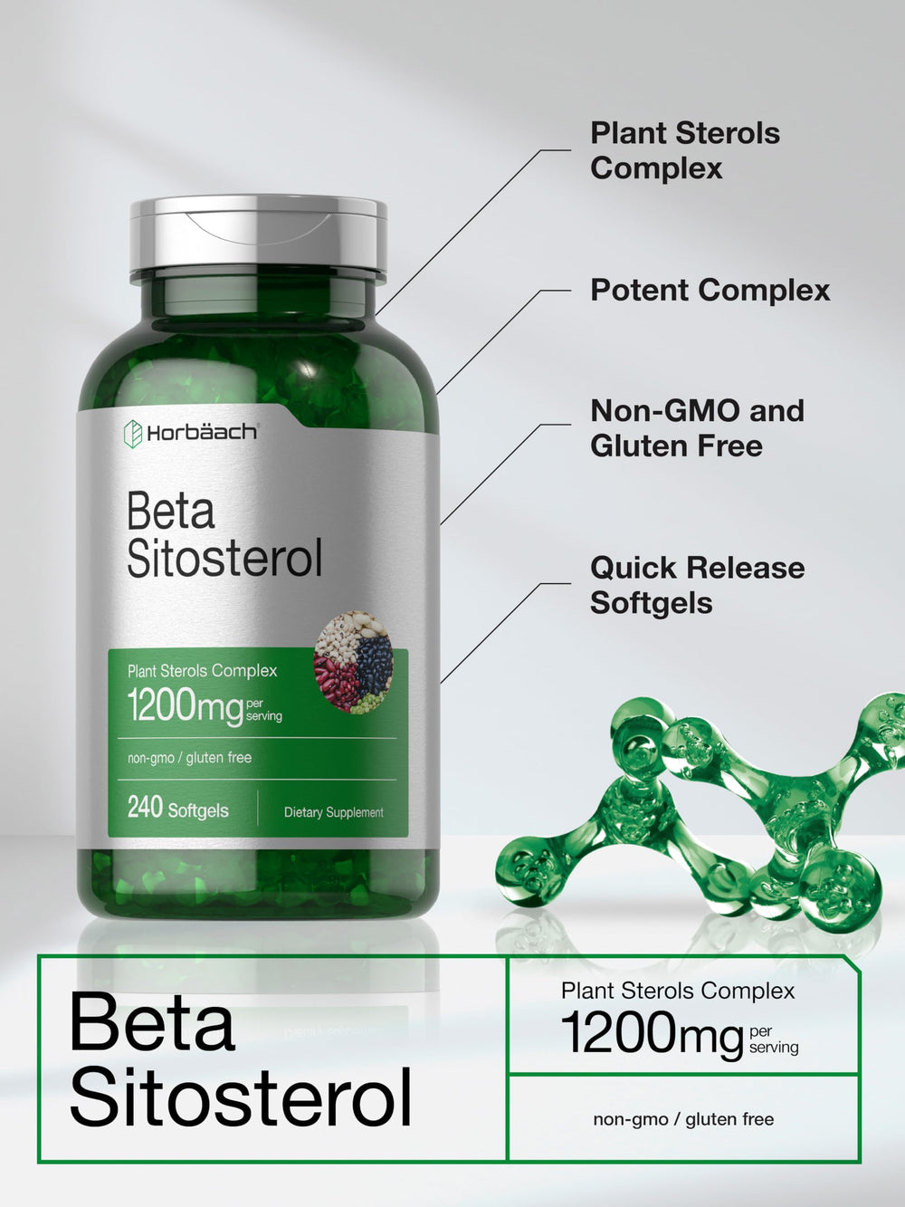Horbäach etiqueta nutricional clara con ingredientes y pruebas