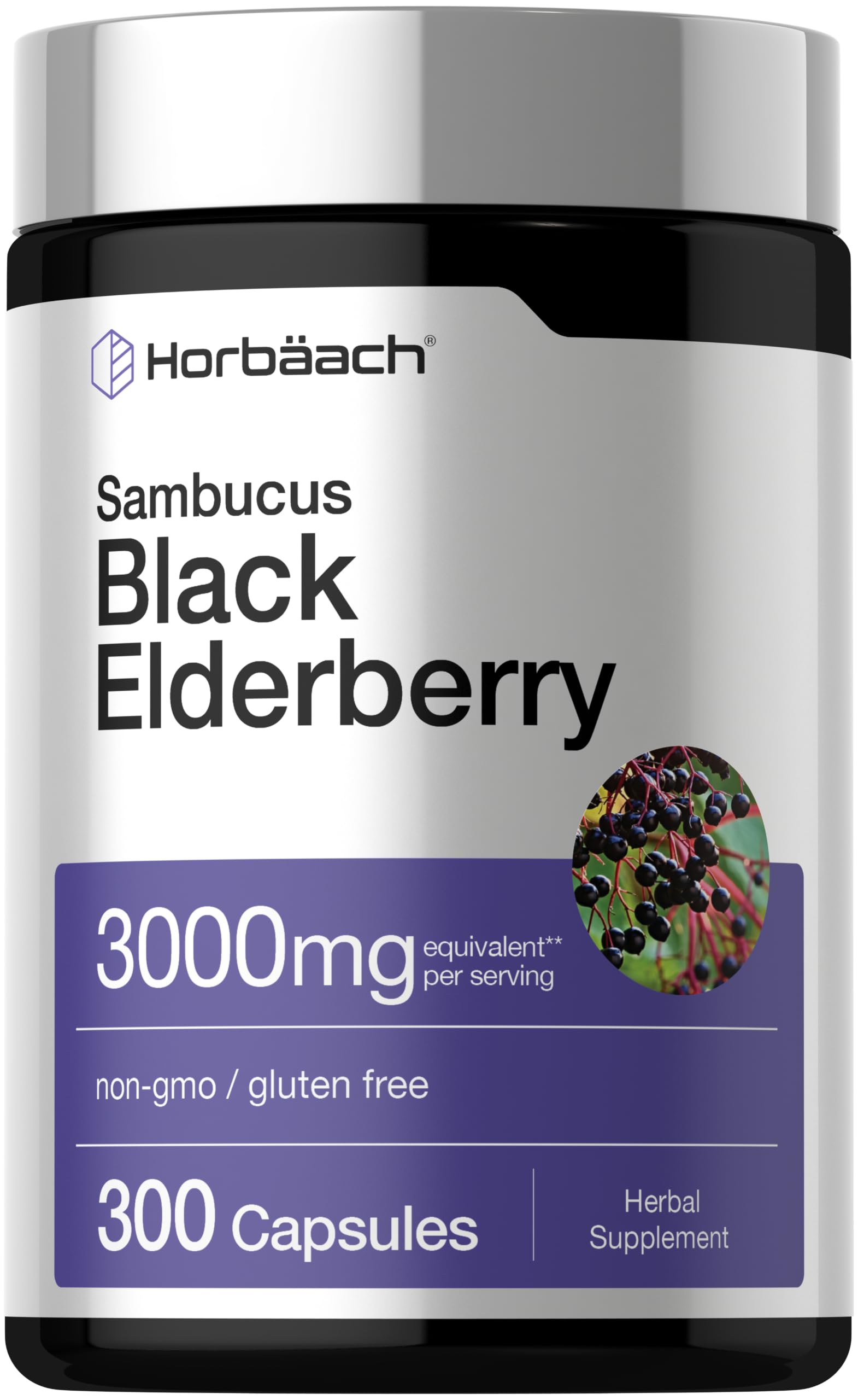 Horbäach frasco delante mostrando diseño y cantidad 300 cápsulas, confianza de marca