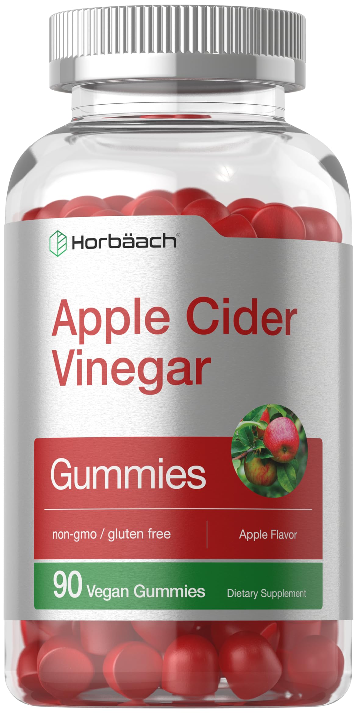 Horbäach frasco frontal mostrando 90 gomitas veganas y claridad del producto