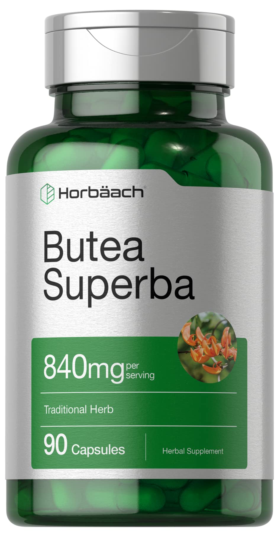 Horbäach frasco frontal mostrando etiqueta y cantidad, confianza de marca