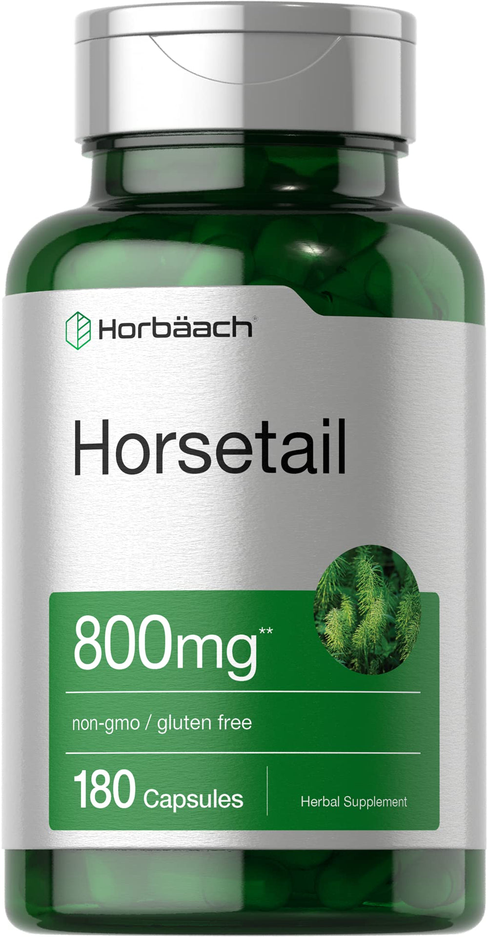 Horbäach botella frontal mostrando marca y cantidad 180 cápsulas