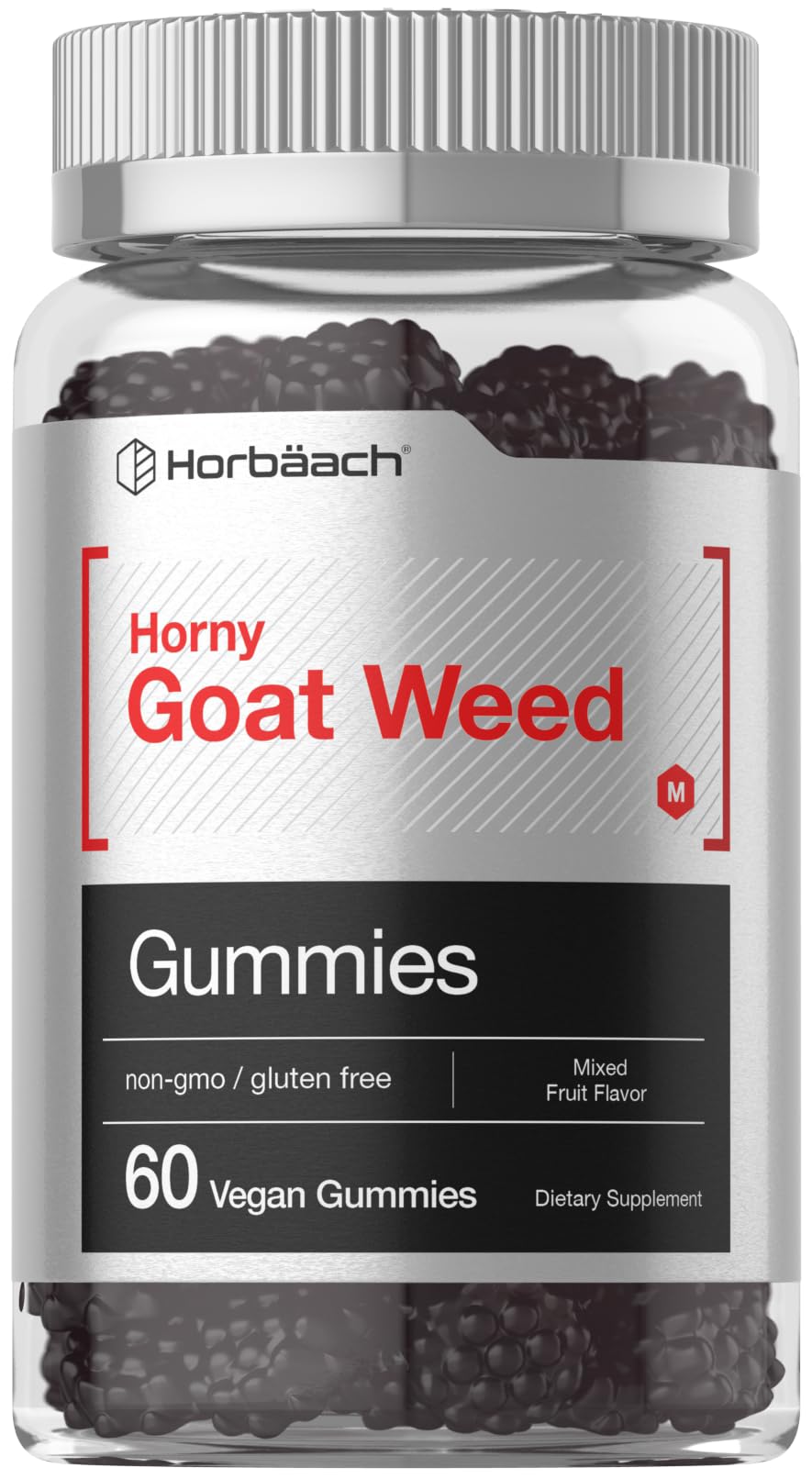 Horbäach frasco delante mostrando 60 gominolas y conveniencia
