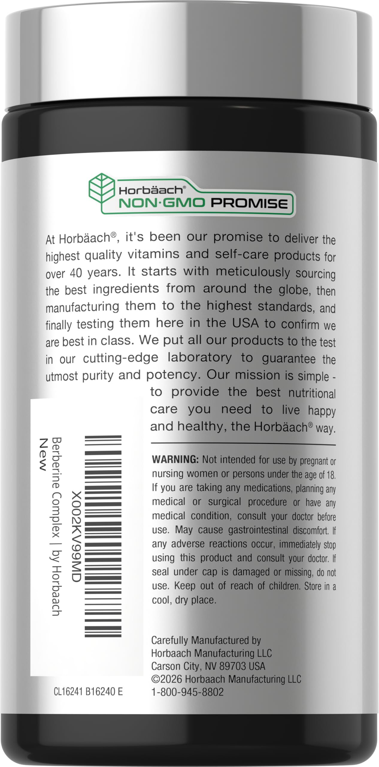 Horbäach berberina y canela de Ceilán representadas como ingredientes de calidad