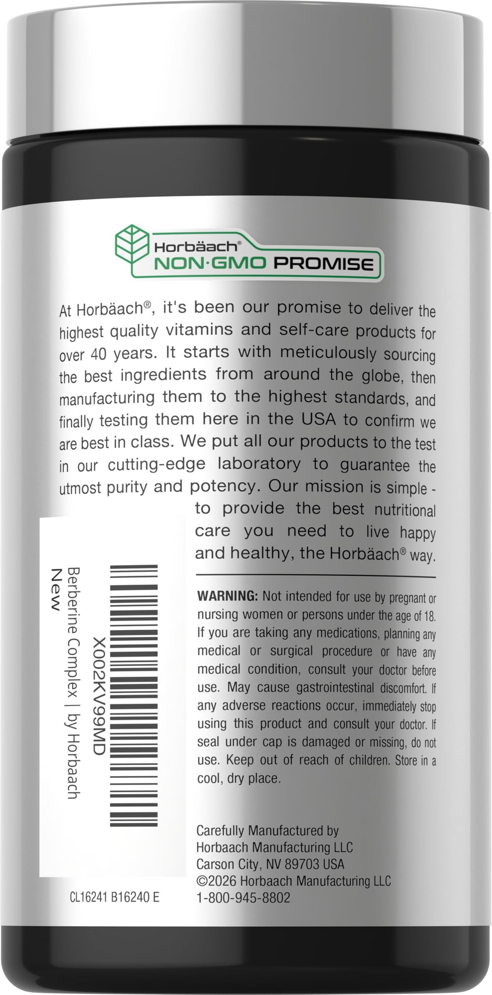 Horbäach berberina y canela de Ceilán representadas como ingredientes de calidad