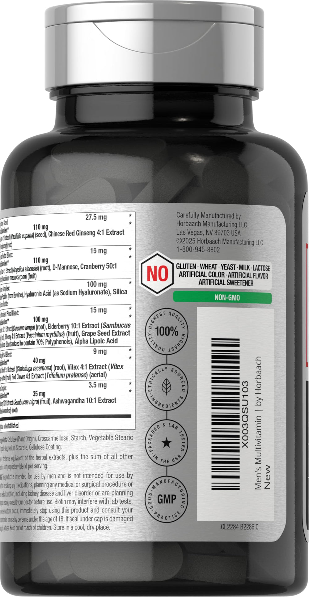 Horbäach etiqueta abierta con lista de ingredientes clara y legible