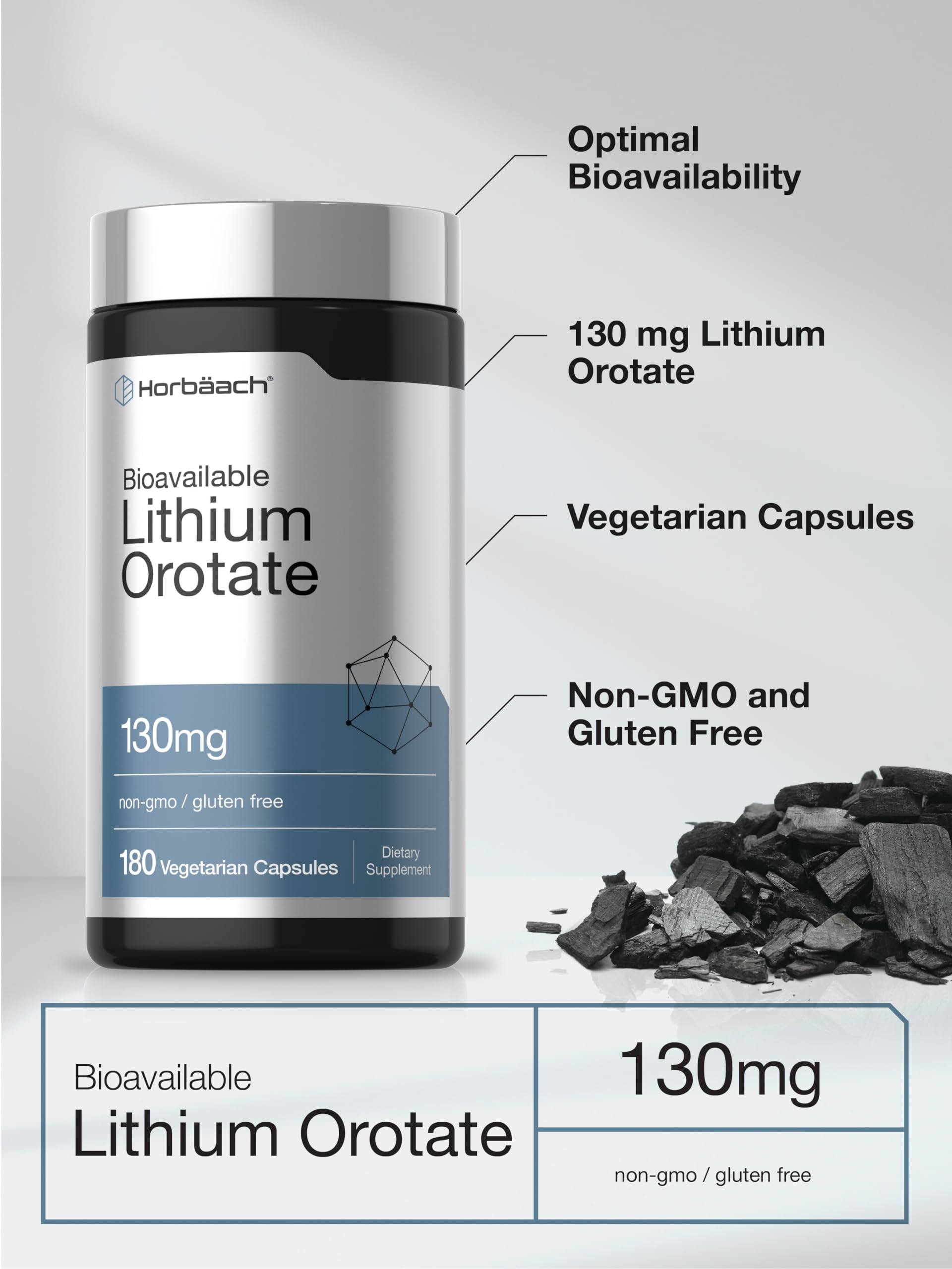 Horbäach etiqueta nutricional legible con ingredientes y pureza
