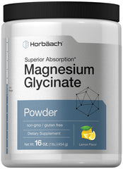 Horbäach envase frontal del magnesio glicinato, fácil identificación y uso