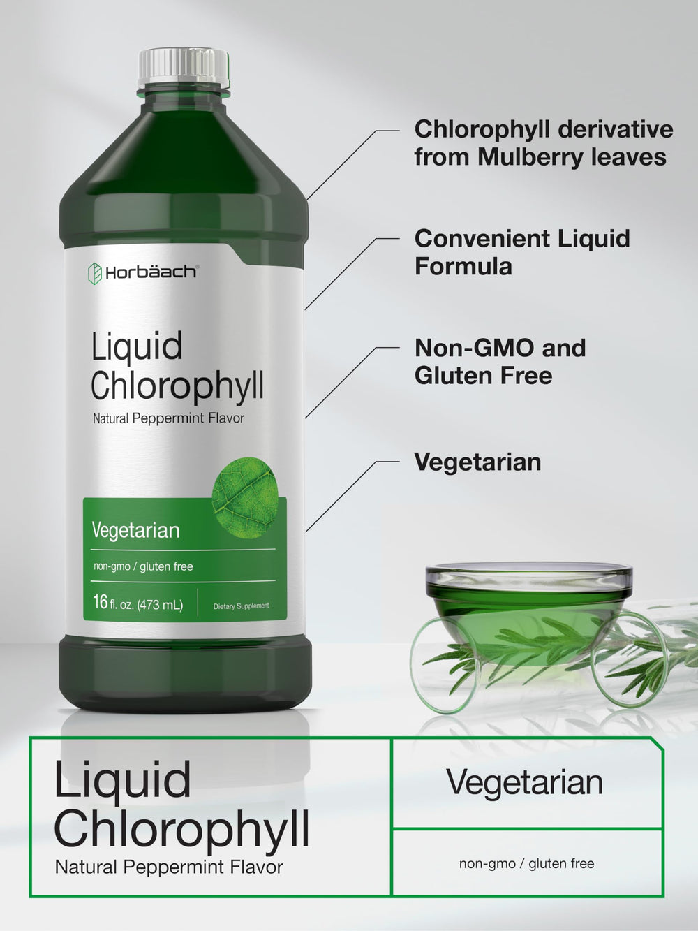 Horbäach textura líquida verde intenso para mezcla rápida en bebidas