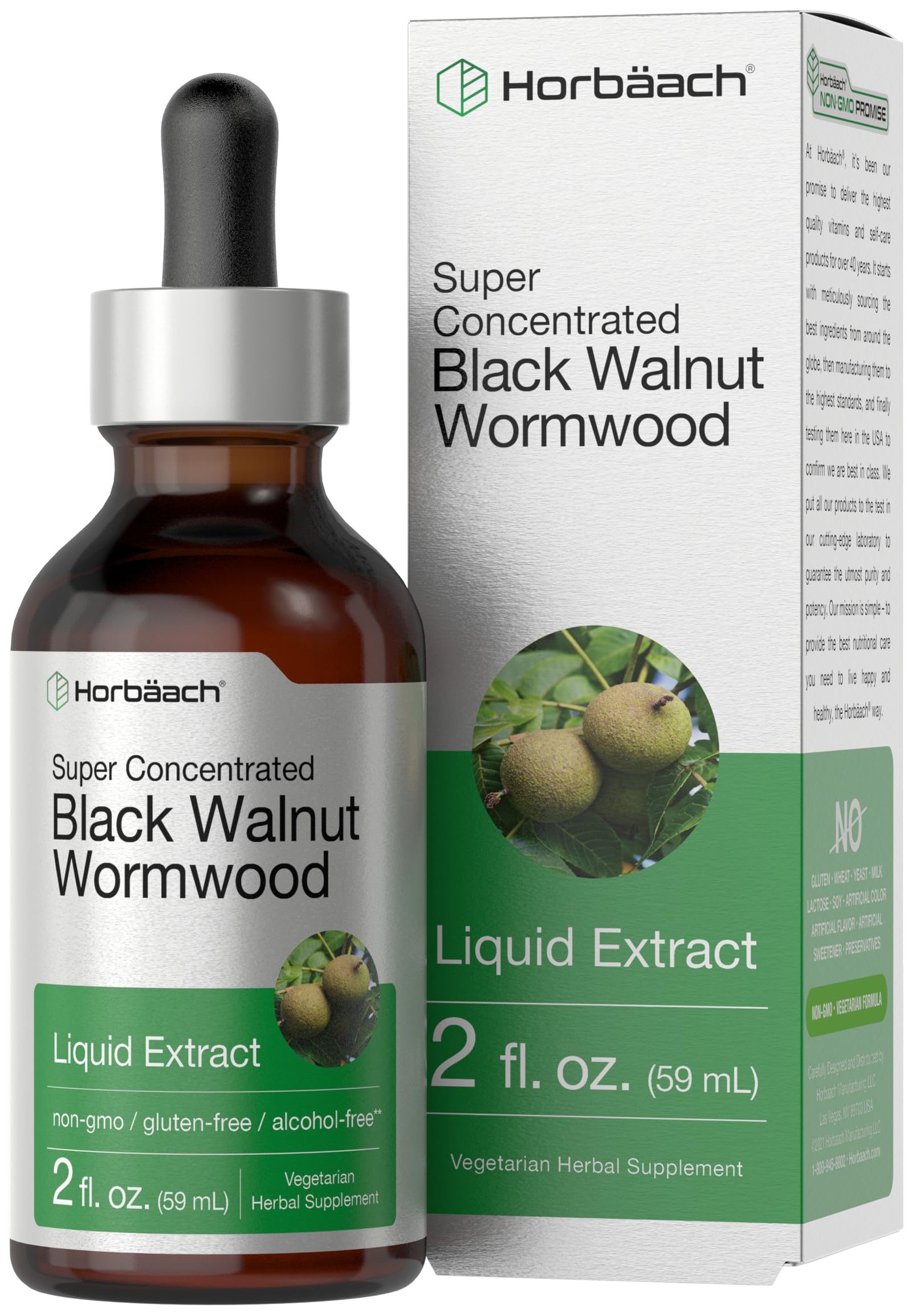 Horbäach botella frontal mostrando etiqueta y beneficio de apoyo antioxidante
