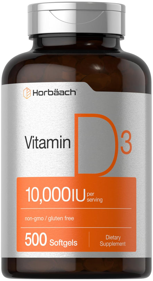 Horbäach frasco frontal mostrando 500 softgels y alta potencia