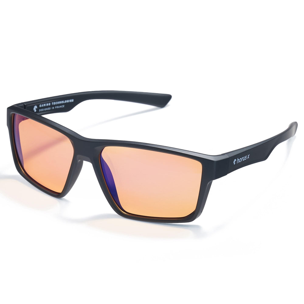 Horus X vista frontal montura negra, estilo cómodo y profesional