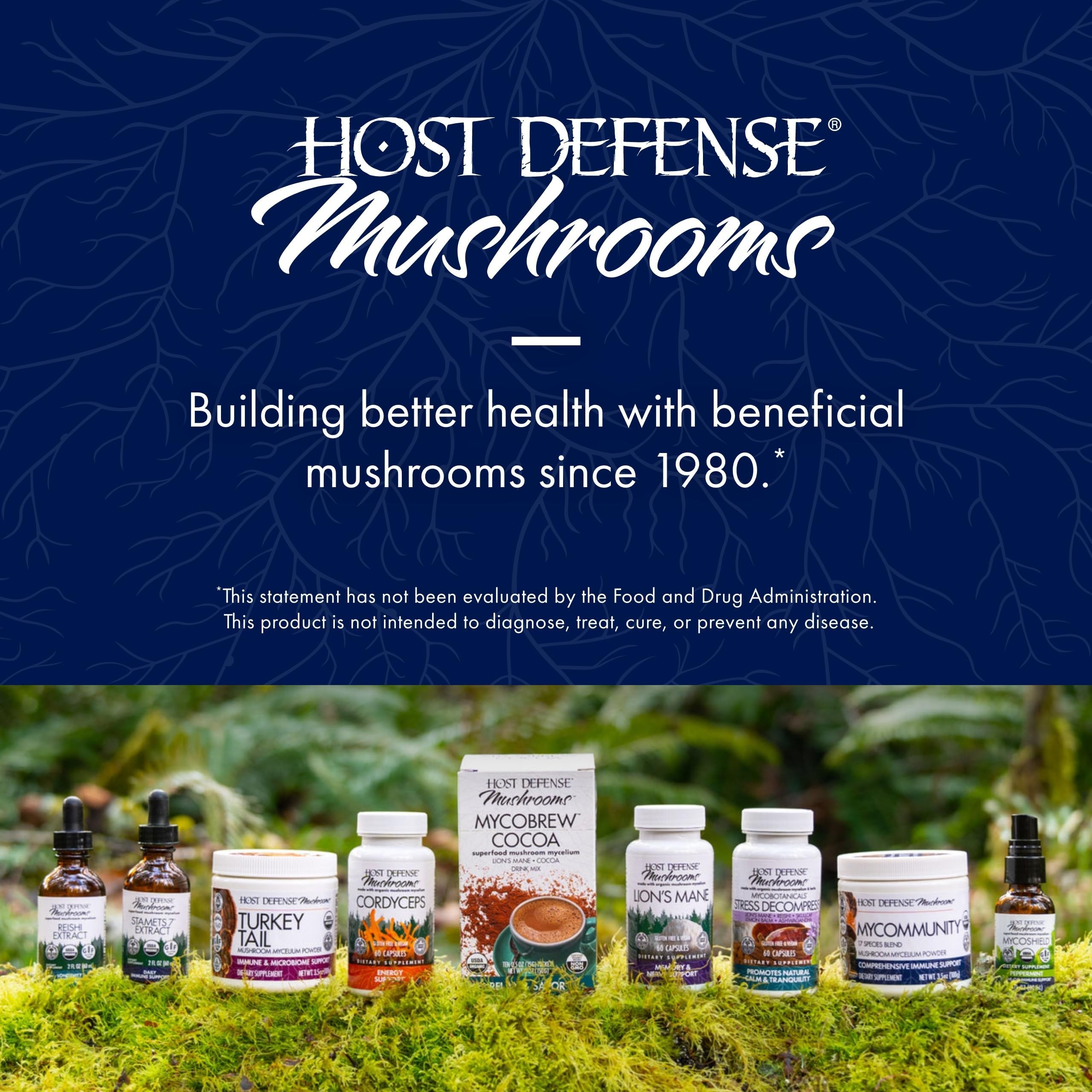 Host Defense frasco en mesa de cocina como suplemento diario accesible