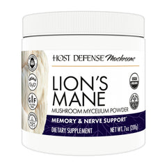 Host Defense frasco frontal mostrando etiqueta clara y formato de 7 oz, confianza de calidad