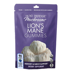 Host Defense frasco frontal de Lion's Mane gomitas, práctico para toma diaria