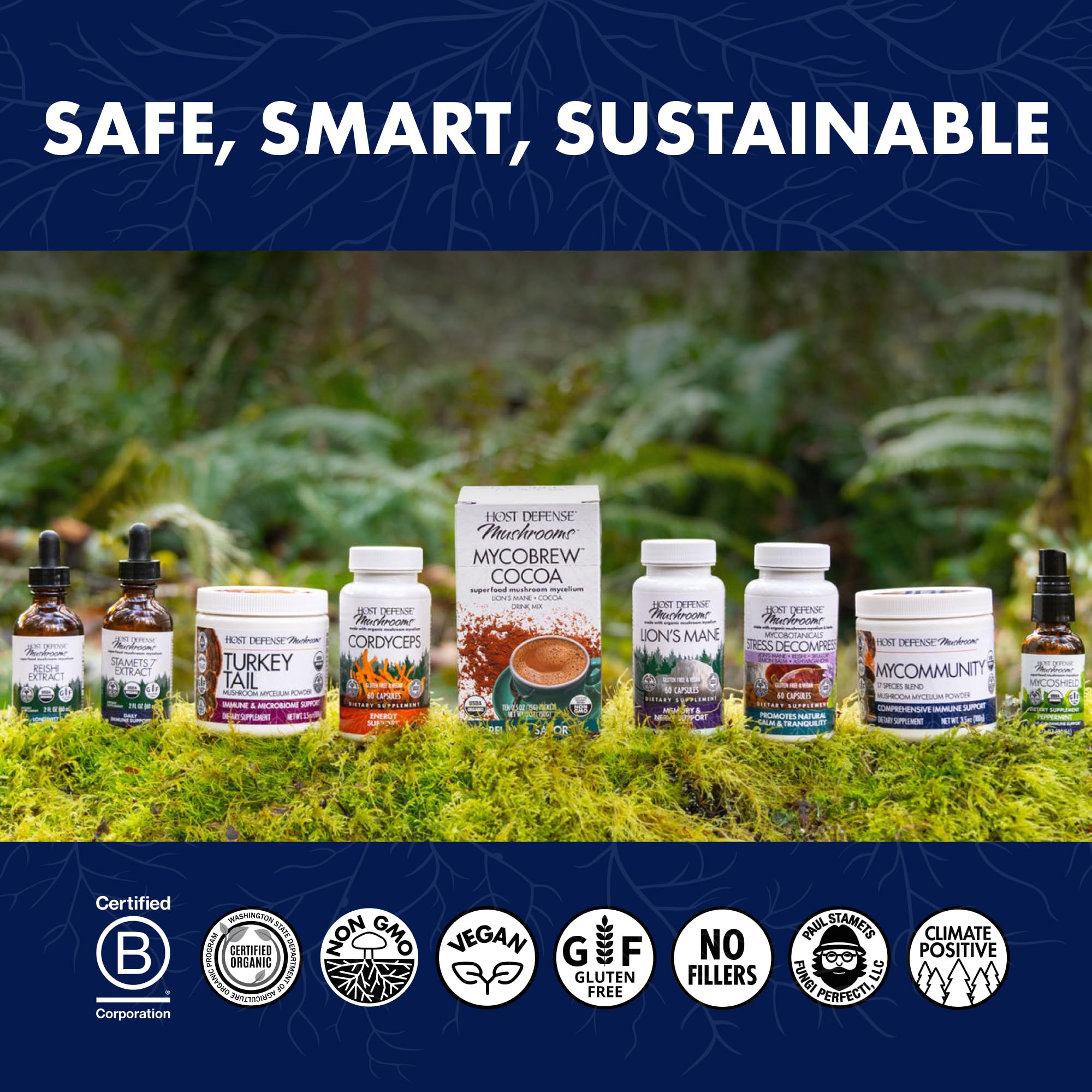 Frasco Host Defense MyCommunity sobre encimera de cocina, integración en estilo de vida saludable