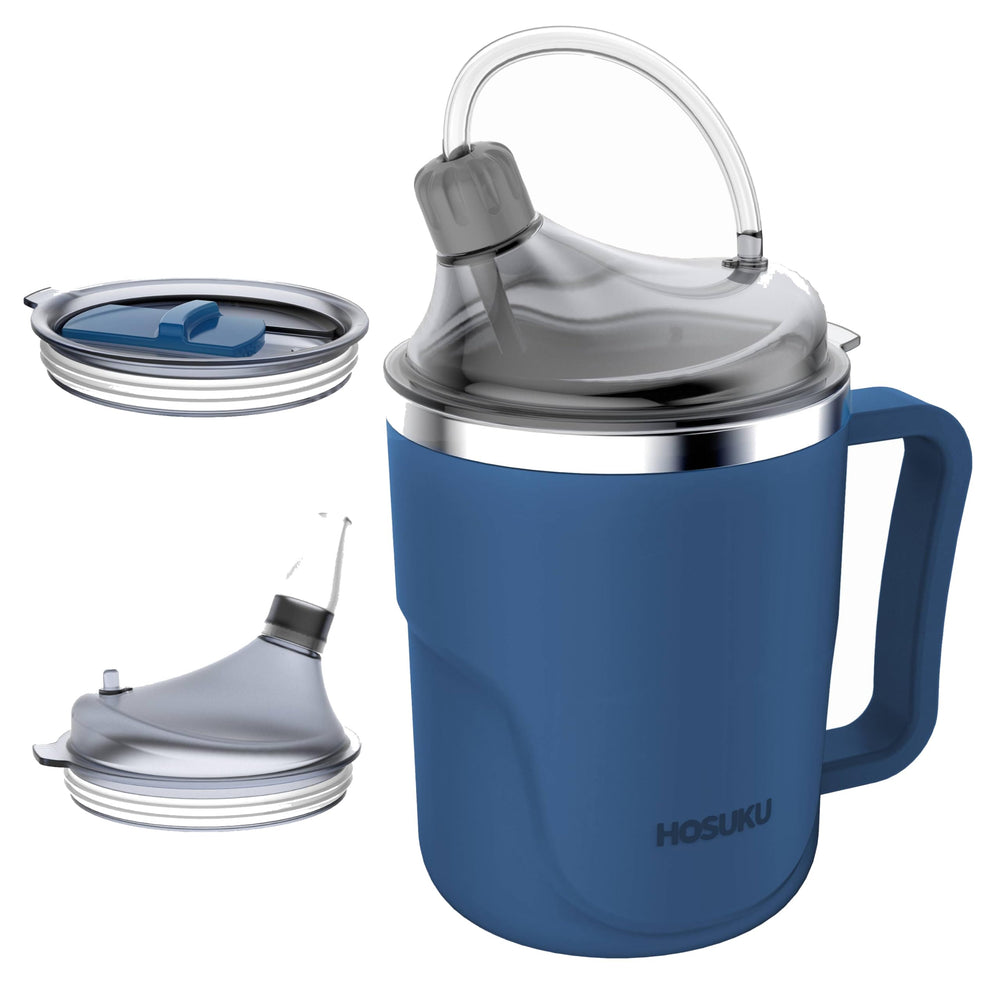 HOSUKU frente del vaso azul mostrando capacidad y diseño