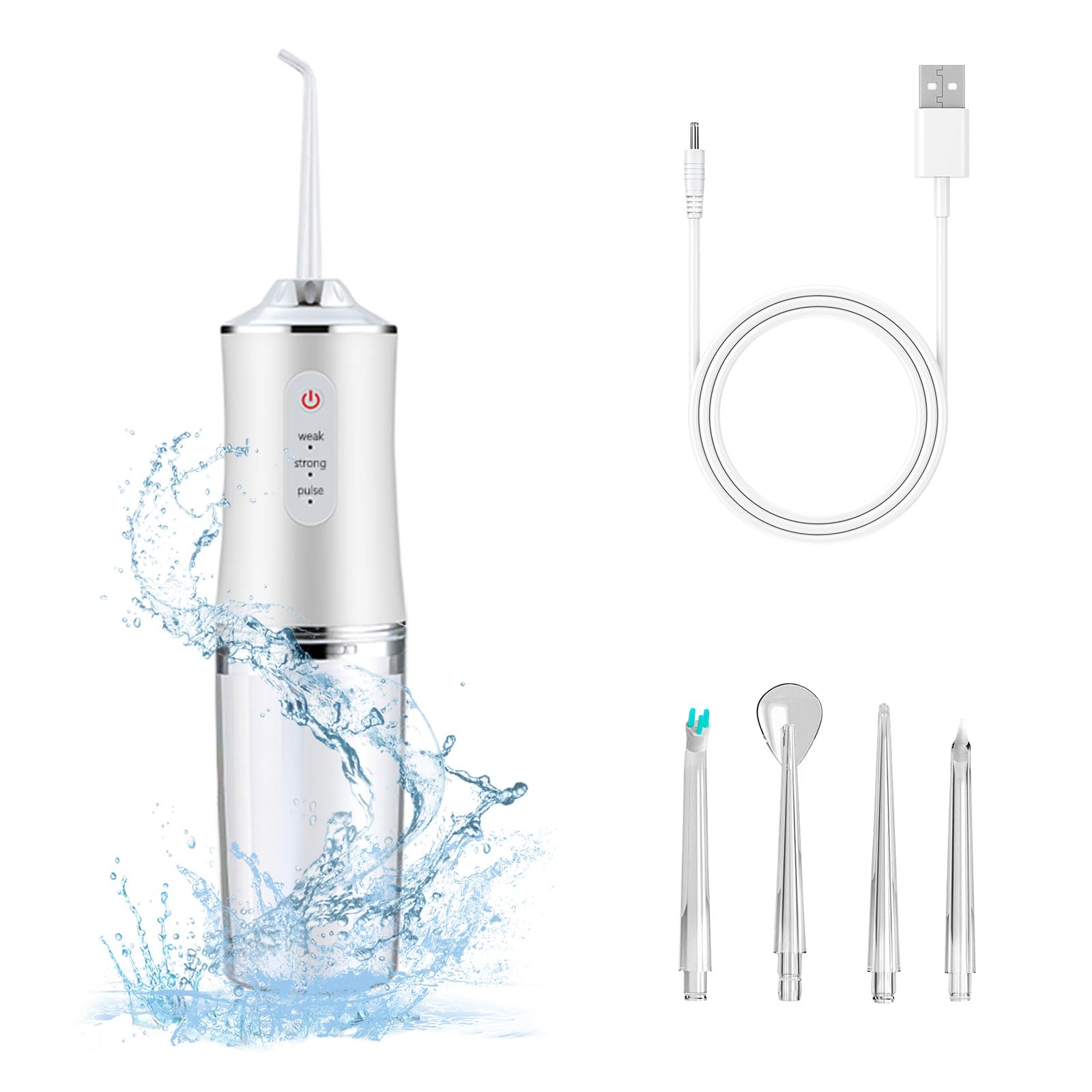 houscly vista frontal del irrigador portátil con control y depósito, limpieza fácil