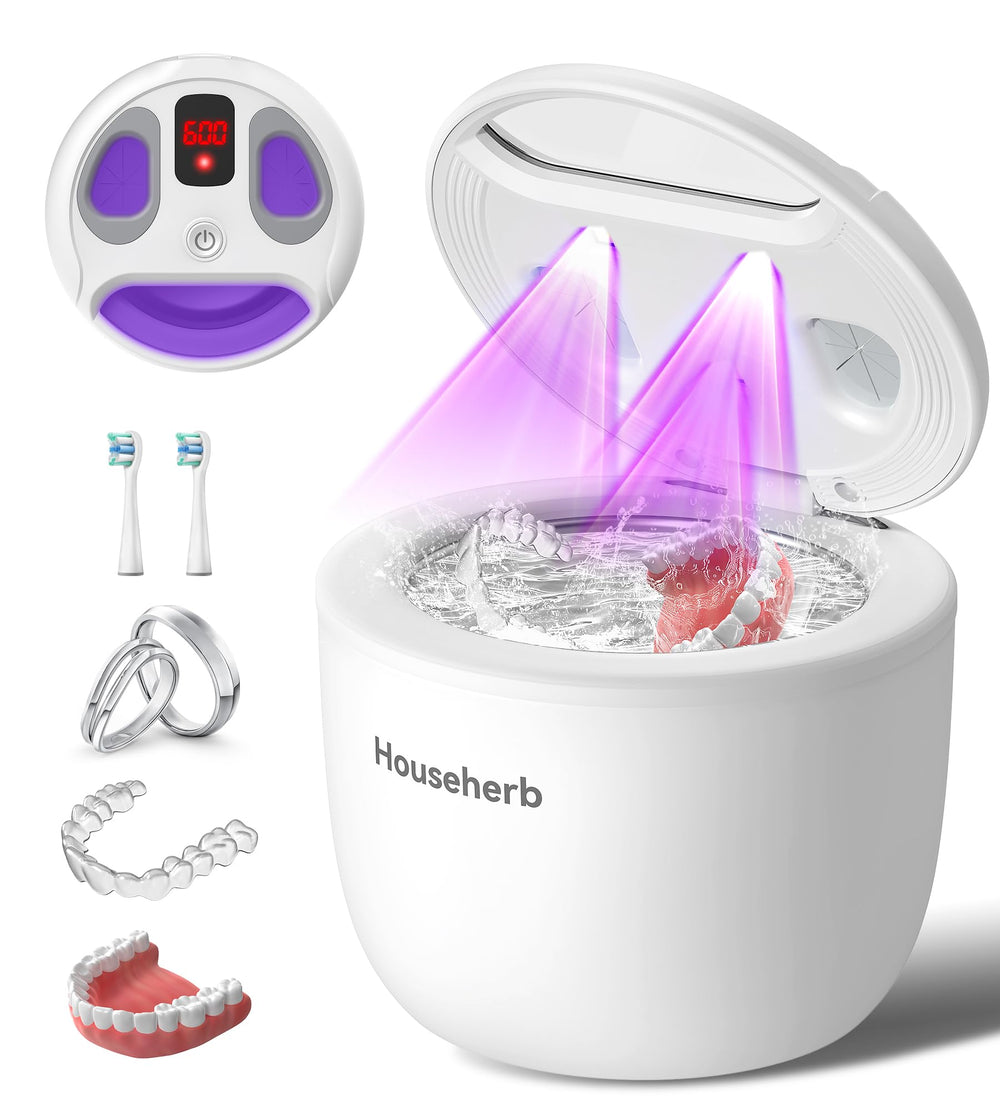 Househerb vista frontal del limpiador ultrasónico para limpieza eficiente