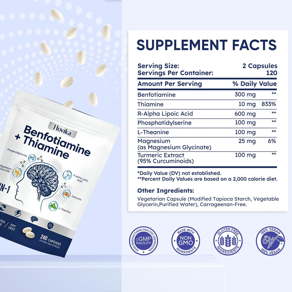 Hovika etiqueta información nutricional mostrando ingredientes clave y dosificación clara