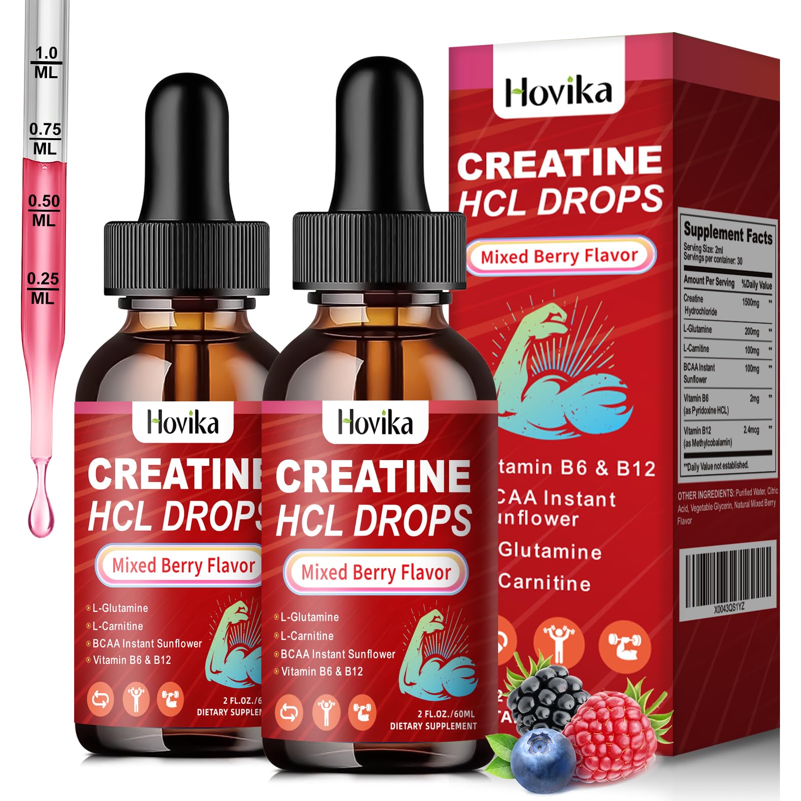 Hovika botella frontal mostrando diseño y ventaja de formato líquido