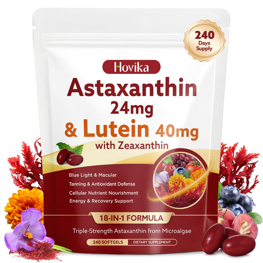 Hovika frontal del envase mostrando 240 softgels y duración de 8 meses