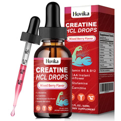 Hovika frasco frontal con etiqueta clara y sabor mixed berry para consumo práctico