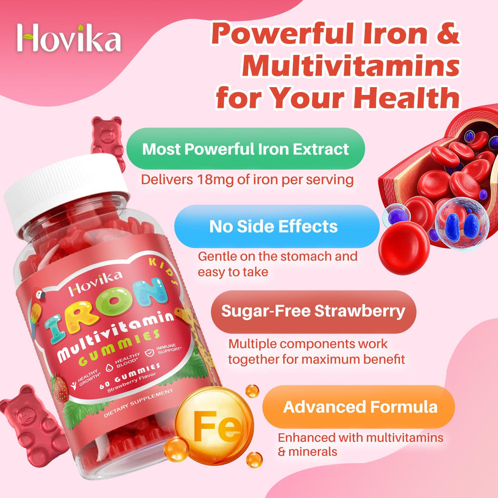 Hovika frasco abierto con gomitas visibles para uso diario conveniente