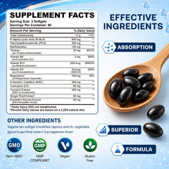 Hovika frasco abierto con softgels mostrando cantidad y presentación
