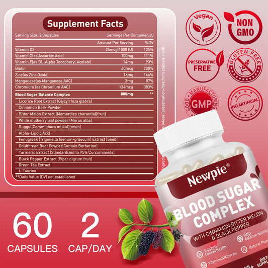 HOWEEJET Complejo para Azúcar en Sangre ingredientes clave, apoyo diario.