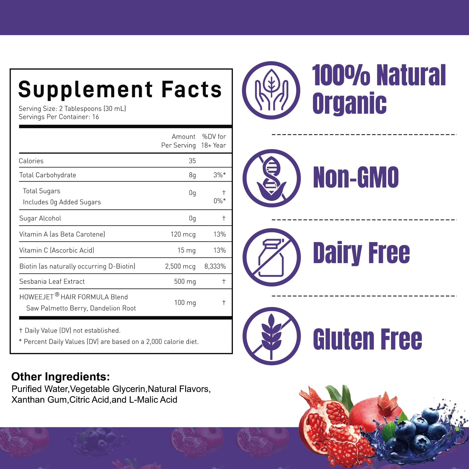 HOWEEJET detalle de la etiqueta nutricional que evidencia ingredientes clave y dosificación