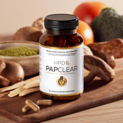 HPD Rx PAPCLEAR cápsulas en primer plano que evidencian su textura y facilidad de ingesta