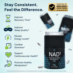 HPN NAD3 envase junto a ingredientes naturales, refuerza calidad formulada
