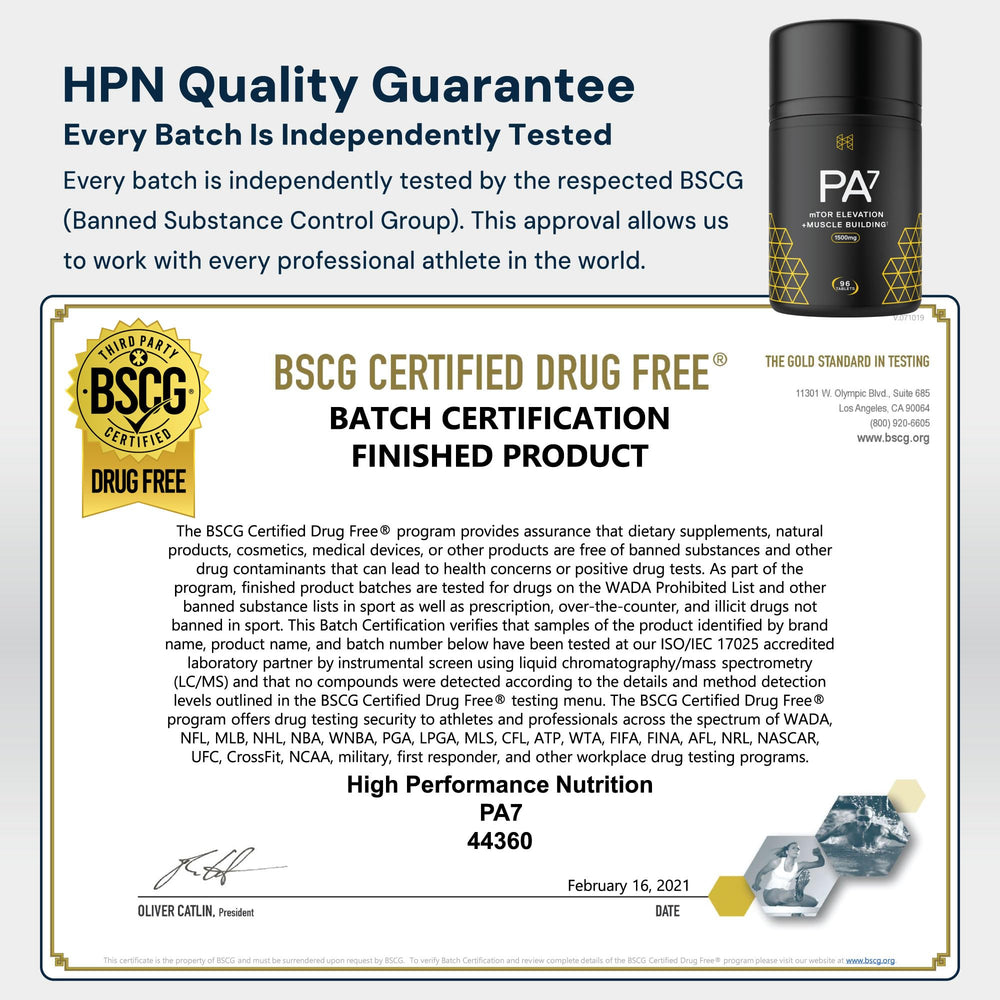 HPN PA(7) sello NSF Safe for Sport visible, apto para atletas