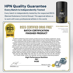 HPN PA(7) sello NSF Safe for Sport visible, apto para atletas