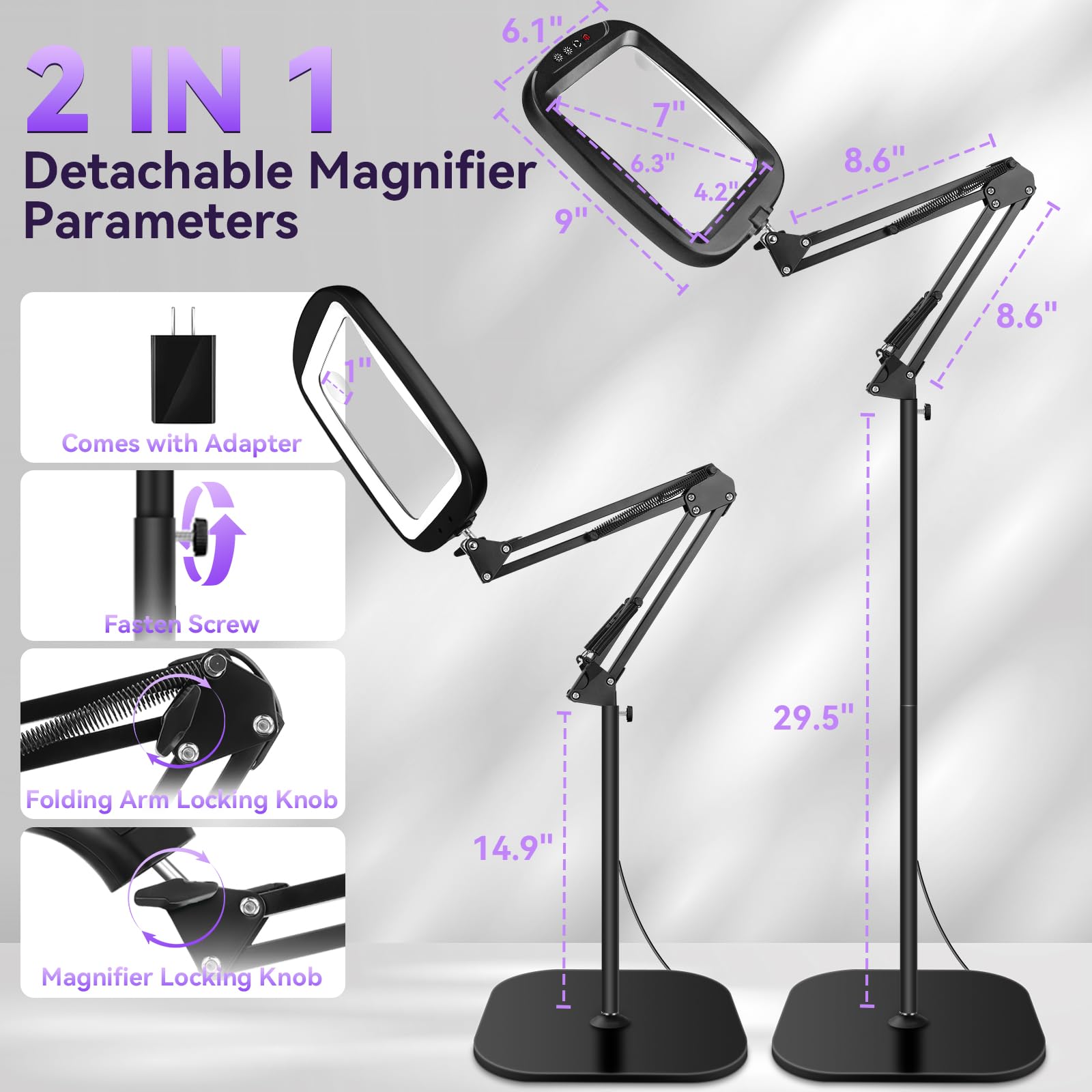 HQGZQL brazo articulado ajustable, posicionamiento rápido y preciso