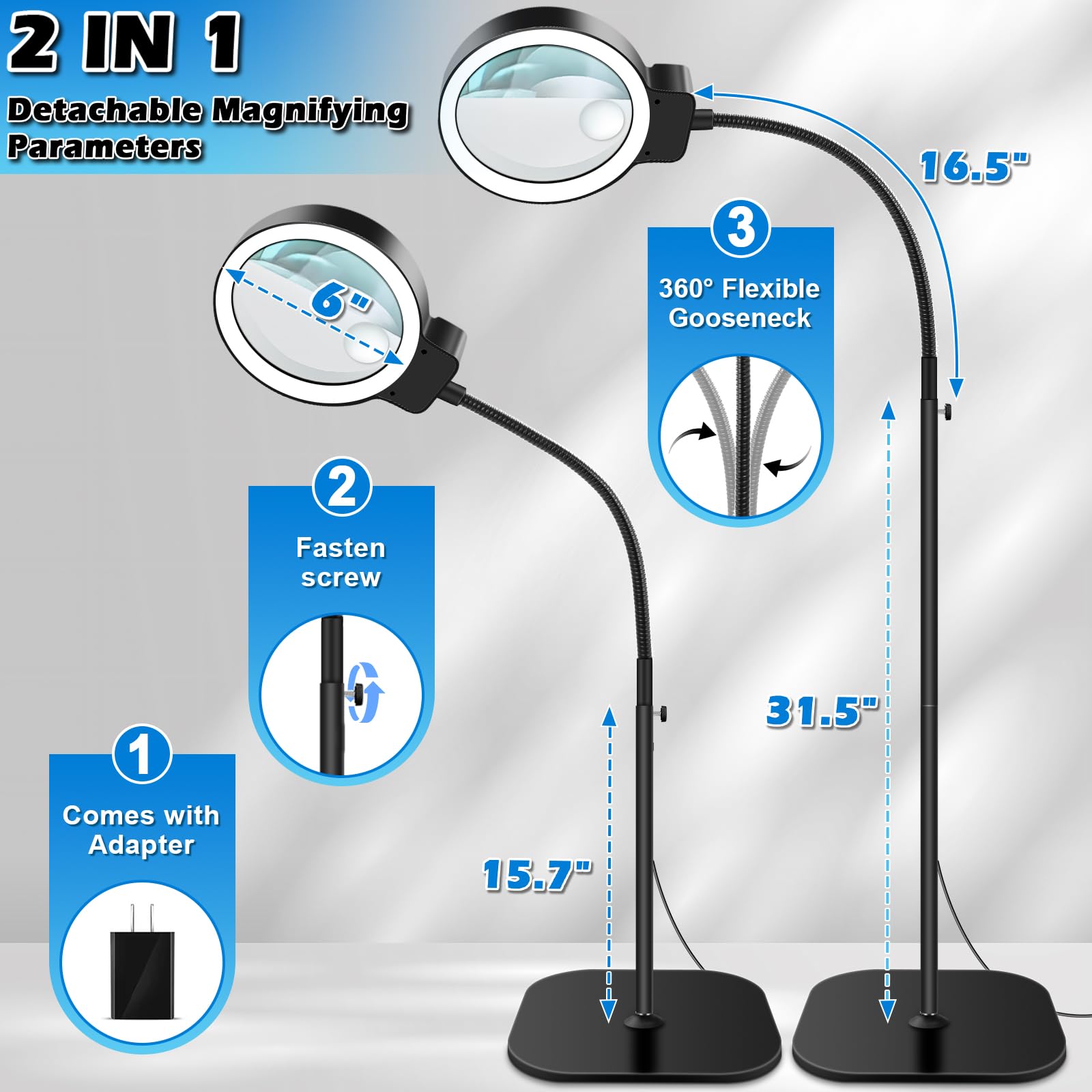 HQGZQL iluminación LED con tres tonos regulables, reduce fatiga ocular