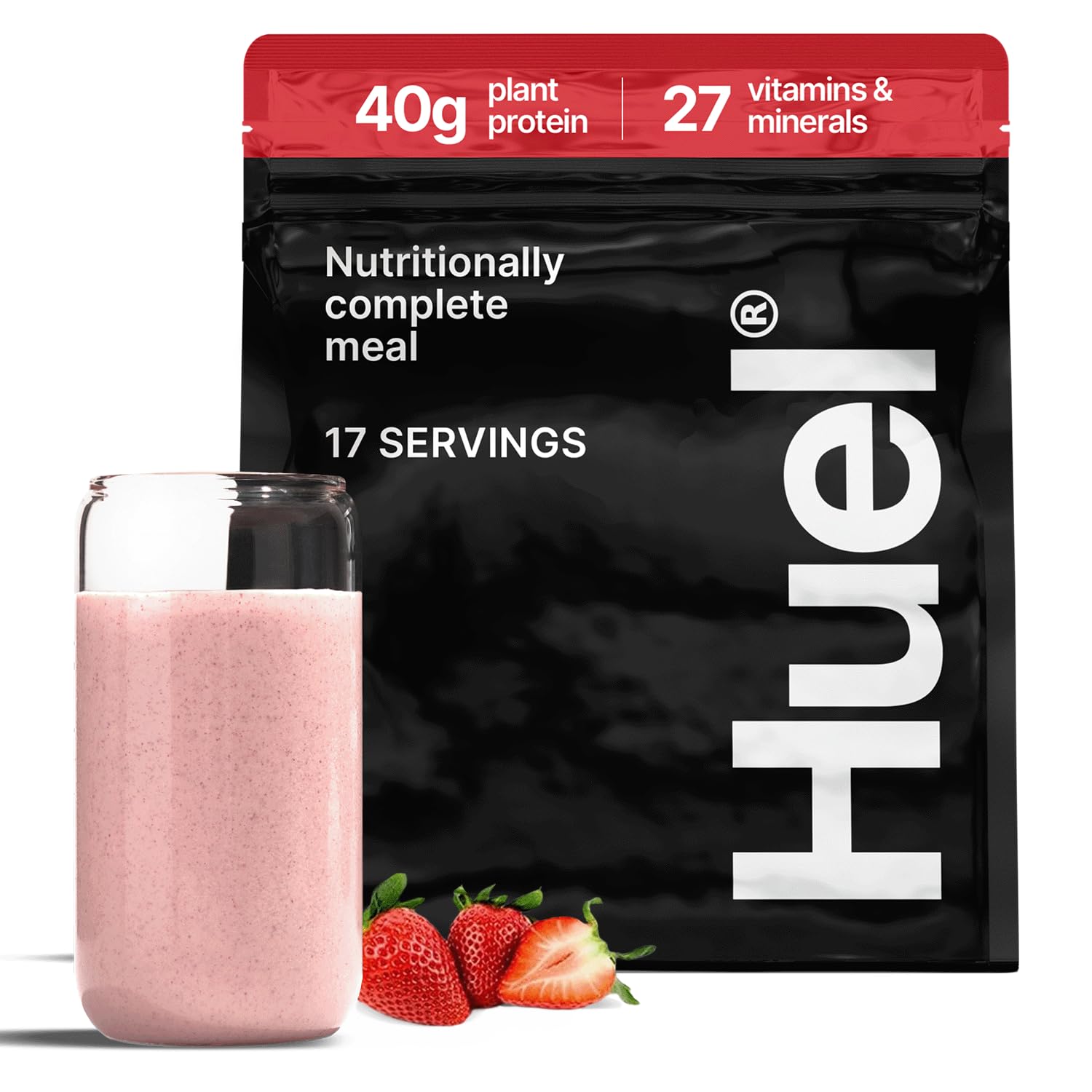 Huel Black Edition frente del envase mostrando formato práctico