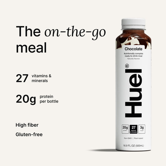 Huel detalle de textura cremosa que destaca la bebida nutritiva